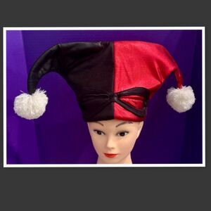 Harley Quinn Lamé Hat Batman DC Comics Adult Movie Womens Red/Black